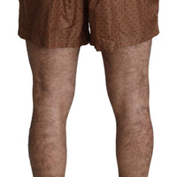 Brown Polka Beachwear Shorts Mens Swimshorts