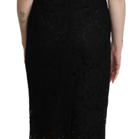 Black Floral Lace Sheath Knee Length Dress