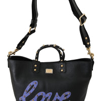 Black Leather Love BEATRICE Shoulder Tote HandBag