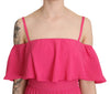 Pink Fuchsia A-line Off Shoulder Floor Length Dress