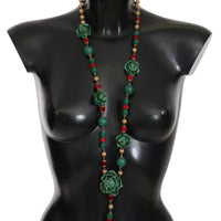 Green Red Cabbage CAVOLO Crystal Opera Chain Necklace