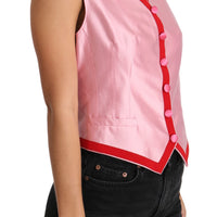 Pink V-neck Silk Sleeveless Vest Blouse