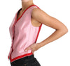 Pink V-neck Silk Sleeveless Vest Blouse