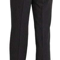 Black Striped Cotton Sretch Dress Trousers Pants