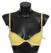 Yellow Lace Cotton Push Up Bra Underwear