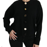 Black Button Embellished Cardigan Sweater