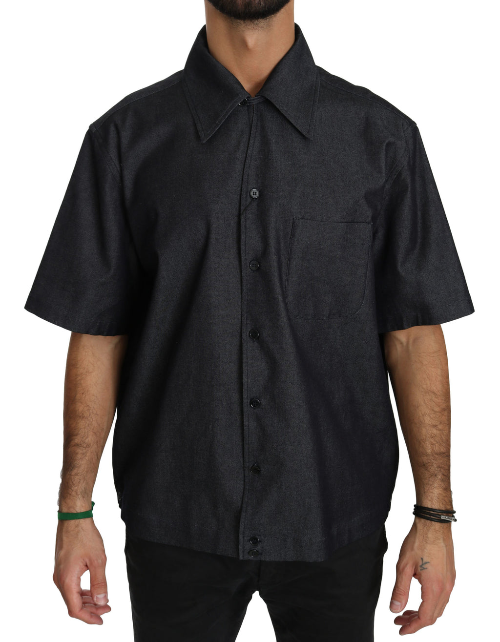 Black Short Sleeve Cotton Top Shirt