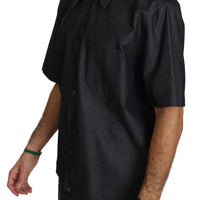 Black Short Sleeve Cotton Top Shirt