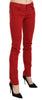 Red Cotton Stretch Low Waist Skinny Trouser Jeans