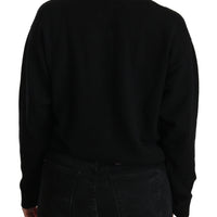 Black Button Embellished Cardigan Sweater