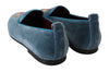 Blue Velvet Flats Heart Loafers Shoes