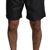 Black Polka Beachwear Shorts Mens Swimshorts