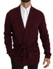 Maroon Crown Logo Robe Coat Mens Wrap Jacket