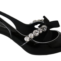 Black Bow Crystal Slingback Pumps Shoes