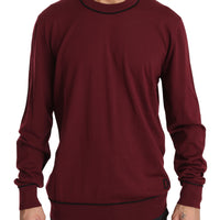 Wool Maroon DG Logo Crewneck Pullover Sweater