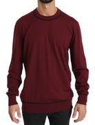 Wool Maroon DG Logo Crewneck Pullover Sweater