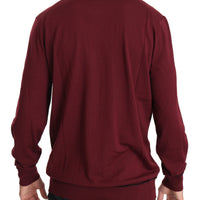 Wool Maroon DG Logo Crewneck Pullover Sweater