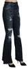 Blue Denim Cotton Stretch Flared Jeans