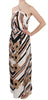 White Striped Silk Gown Maxi Dress