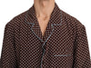 Brown Blue Polka Dot Silk Shirt