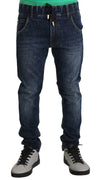 Blue Washed Slim Pants Trouser Cotton Jeans