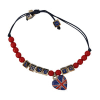 Blue and Red Beaded DG LOVES LONDON Flag Branded Bracelet