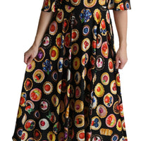 Multicolor Desserts A-line Maxi Silk Pie Dress