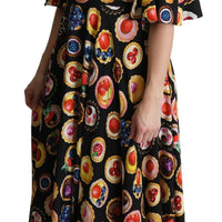 Multicolor Desserts A-line Maxi Silk Pie Dress