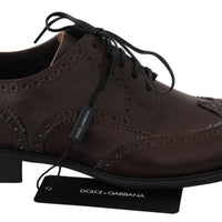 Brown Leather Brogue Derby Dress Shoes