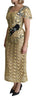 Gold Crystal Embellished Lace Sheath Maxi Dress