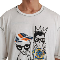 White Men Print #dgfamily Cotton T-shirt