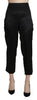 Black High Waist Straight Cropped Dress Trouser Pants