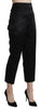 Black High Waist Straight Cropped Dress Trouser Pants