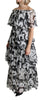 Black White Panda Layered Silk Maxi Long Dress