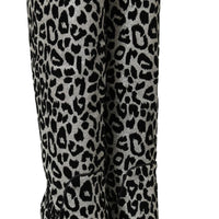 Black Silver Leopard Knee High Boots Shoes