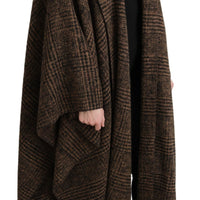 Brown Cape Blazer Coat Wool Blend Jacket