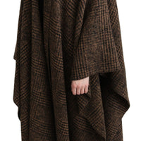 Brown Cape Blazer Coat Wool Blend Jacket