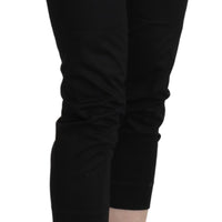 Black High Waist Skinny Cropped Dress Trouser Pants