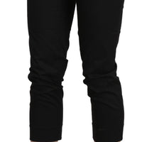 Black High Waist Skinny Cropped Dress Trouser Pants