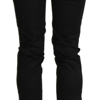 Black High Waist Skinny Cropped Dress Trouser Pants