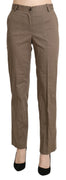 Brown High Waist Straight Dress Trouser Pants