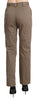 Brown High Waist Straight Dress Trouser Pants