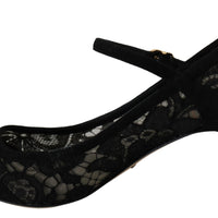 Black Taormina Lace Mary Janes Pumps