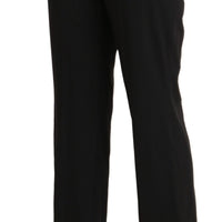 Black Mid Waist Straight Formal Dress Trouser Pants