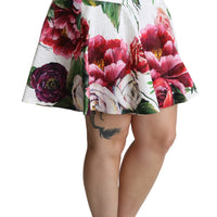 White Floral A-line High Waist Mini Skirt