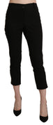 Black High Waist Skinny Cropped Dress Trouser Pants