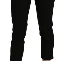 Black High Waist Skinny Cropped Dress Trouser Pants