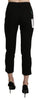 Black High Waist Skinny Cropped Dress Trouser Pants