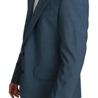 Blue Single Breasted Formal Wool Blazer