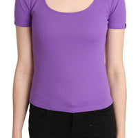 Purple 100% Polyester Short Sleeve Top  Blouse